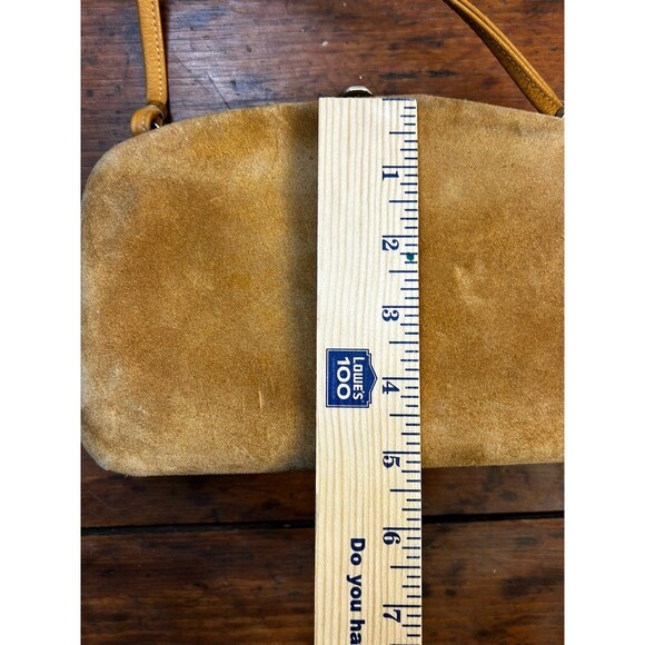 Vintage Tan Suede Handbag Purse Hard Sided Clasp Close Made In Italy READ - Picture 13 of 14